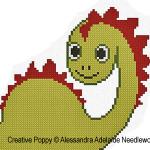 Alessandra Adelaide Needleworks - D is for Dinosaur - Animal Alphabet zoom 1 (cross stitch chart)