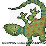 Alessandra Adelaide Needleworks - I is for Iguana - Animal Alphabet zoom 1 (cross stitch chart)