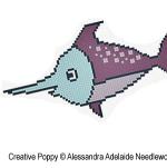 Alessandra Adelaide Needleworks - X is for Xiphias - Animal Alphabet zoom 1 (cross stitch chart)