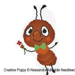 Alessandra Adelaide Needleworks - A is for Ant - Animal Alphabet zoom 1 (cross stitch chart)