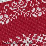 Gracewood Stitches - Celebrate! Xmas table cloth, white on red fabric