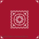 Gracewood Stitches - Celebrate! ! inverted motif, red on raw linen