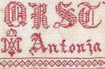 Antique sampler of Spanish origin Antonia - Reproduction sampler - charted by Muriel Berceville (zoom 2)