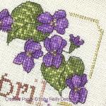 Faby Reilly Designs - Anthea - April violets, zoom 3 (Cross stitch chart)