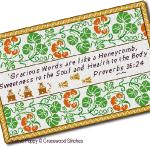 Gracewood Stitches - Proverbial Sampler #1 zoom 1 (cross stitch chart)