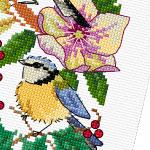 Lesley Teare Designs - Winter Bird Wreath zoom 2 (cross stitch chart)