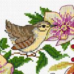 Lesley Teare Designs - Winter Bird Wreath zoom 5 (cross stitch chart)