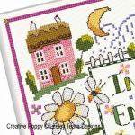 Lesley Teare Designs - Folk Art Country Garden sampler zoom 1 (cross stitch chart)