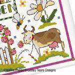 Lesley Teare Designs - Folk Art Country Garden sampler zoom 3 (cross stitch chart)