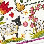 Lesley Teare Designs - Folk Art Country Garden sampler zoom 4 (cross stitch chart)
