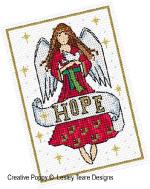 Lesley Teare Designs - Christmas Angel cards zoom 1 (cross stitch chart)