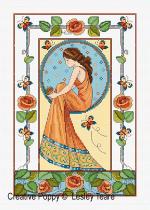 Lesley Teare Designs - Art Deco Rose Lady zoom 4 (cross stitch chart)