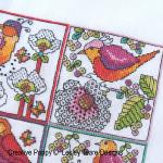 Lesley Teare Designs - Blackwork Flowers with birds zoom 2 (cross stitch chart)