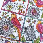 Lesley Teare Designs - Blackwork Flowers with birds zoom 3 (cross stitch chart)
