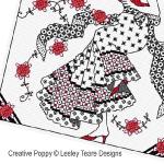 Lesley Teare Designs - Blackwork Lady with Parasol zoom 3 (cross stitch chart)