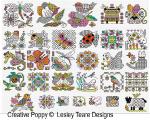 Lesley Teare Designs - 30 mini motifs - Blackwork & Color zoom 4