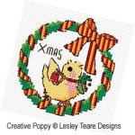 Lesley Teare Designs - Christmas Bird Wreaths zoom 3 (cross stitch chart)