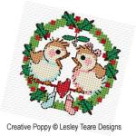 Lesley Teare Designs - Christmas Bird Wreaths zoom 2 (cross stitch chart)