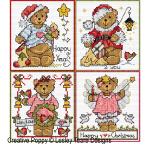 Lesley Teare Designs - Cute Christmas Teddy cards zoom 5 (cross stitch chart)