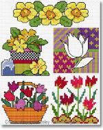 Lesley Teare Designs - 30 Spring Flower motifs zoom 3 (cross stitch chart)