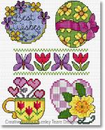 Lesley Teare Designs - 30 Spring Flower motifs zoom 4 (cross stitch chart)