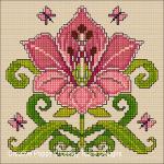 Lesley Teare Designs - Art nouveau Lily, zoom 2 (Cross stitch chart)