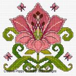 Lesley Teare Designs - Art nouveau Lily, zoom 3 (Cross stitch chart)