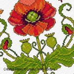 Lesley Teare Designs - Art Nouveau Poppy, zoom 1 (Cross stitch chart)