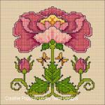 Lesley Teare Designs - Art Nouveau Rose, zoom 2 (Cross stitch chart)