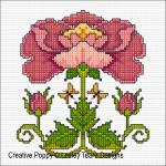 Lesley Teare Designs - Art Nouveau Rose, zoom 3 (Cross stitch chart)