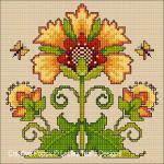 Lesley Teare Designs - Art Nouveau Sunflower, zoom 2 (Cross stitch chart)