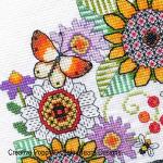 Lesley Teare Designs - Blackwork Flowers with Goldfinch zoom 1