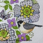 Lesley Teare Designs - Blackwork Scabious and Chickadee zoom 1