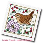 Lesley Teare Designs - Christmas Bird Cards, zoom 2 (Cross stitch chart)