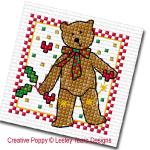 Lesley Teare Designs - Small Christmas Teddy Cards (x9), zoom 1 (Cross stitch chart)