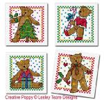 Lesley Teare Designs - Small Christmas Teddy Cards (x9), zoom 2 (Cross stitch chart)