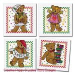 Lesley Teare Designs - Small Christmas Teddy Cards (x9), zoom 3 (Cross stitch chart)