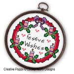 Lesley Teare Designs - Christmas Wreath Cards (x6), zoom 2 (Cross stitch chart)