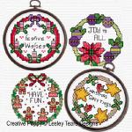 Lesley Teare Designs - Christmas Wreath Cards (x6), zoom 3 (Cross stitch chart)