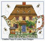 Lesley Teare Designs - Cottage Teapot zoom 4 (cross stitch chart)