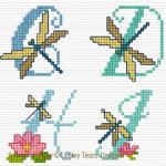 Lesley Teare Designs - Dragonfly Alphabet, zoom 1 (Cross stitch chart)
