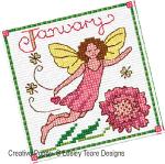 Lesley Teare Designs - Monthly Birthday Fairies - January to April zoom 1 (cross stitch chart)