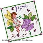 Lesley Teare Designs - Monthly Birthday Fairies - January to April zoom 2 (cross stitch chart)