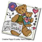 Lesley Teare Designs - Father\'s Day Teddy cards, zoom 1 (Cross stitch chart)