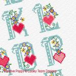 Lesley Teare Designs - Floral hearts ABC zoom 2 (cross stitch chart)