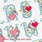 Lesley Teare Designs - Floral hearts ABC zoom 3 (cross stitch chart)