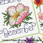 Lesley Teare Designs - Flower Calendar sampler zoom 4 (cross stitch chart)