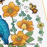 Lesley Teare Designs - Marsh Marigold and Kingfisher, zoom 2 (Cross stitch chart)