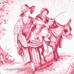 Lesley Teare Designs - Pink Toile de Jouy zoom 2 (cross stitch chart)