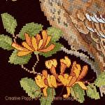 Lesley Teare Designs - Tawny Owl with decorative Moon, zoom 2 (Cross stitch chart)